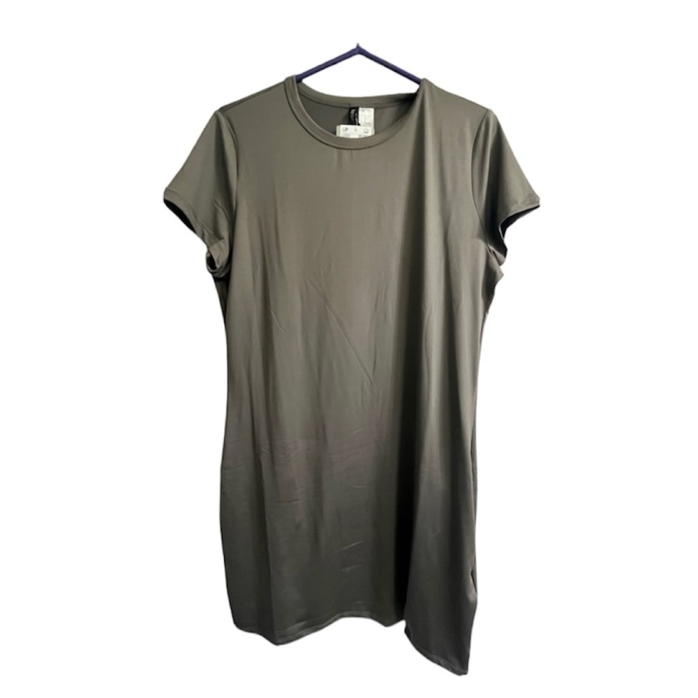 H&M Short Sleeve Crew Neck Brown Dress
